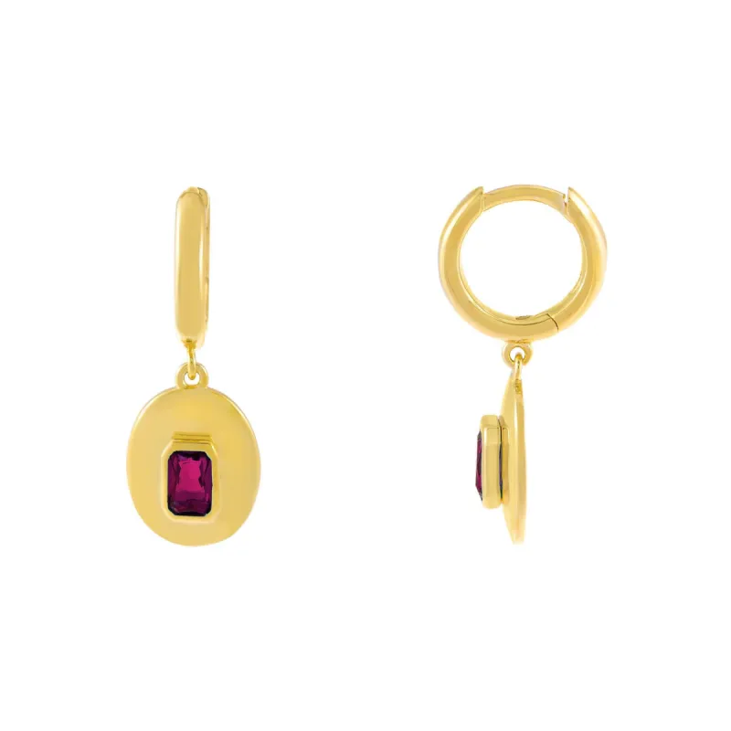 CZ Baguette Locket Huggie Earring sold by Adina Eden's
