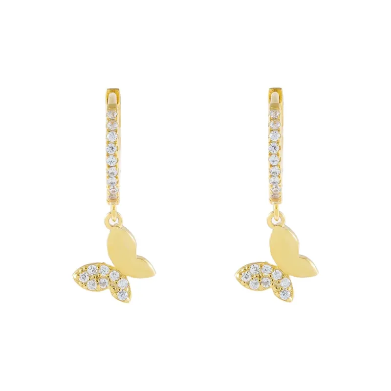 Pavé x Solid Butterfly Huggie Earring sold by Adina Eden's