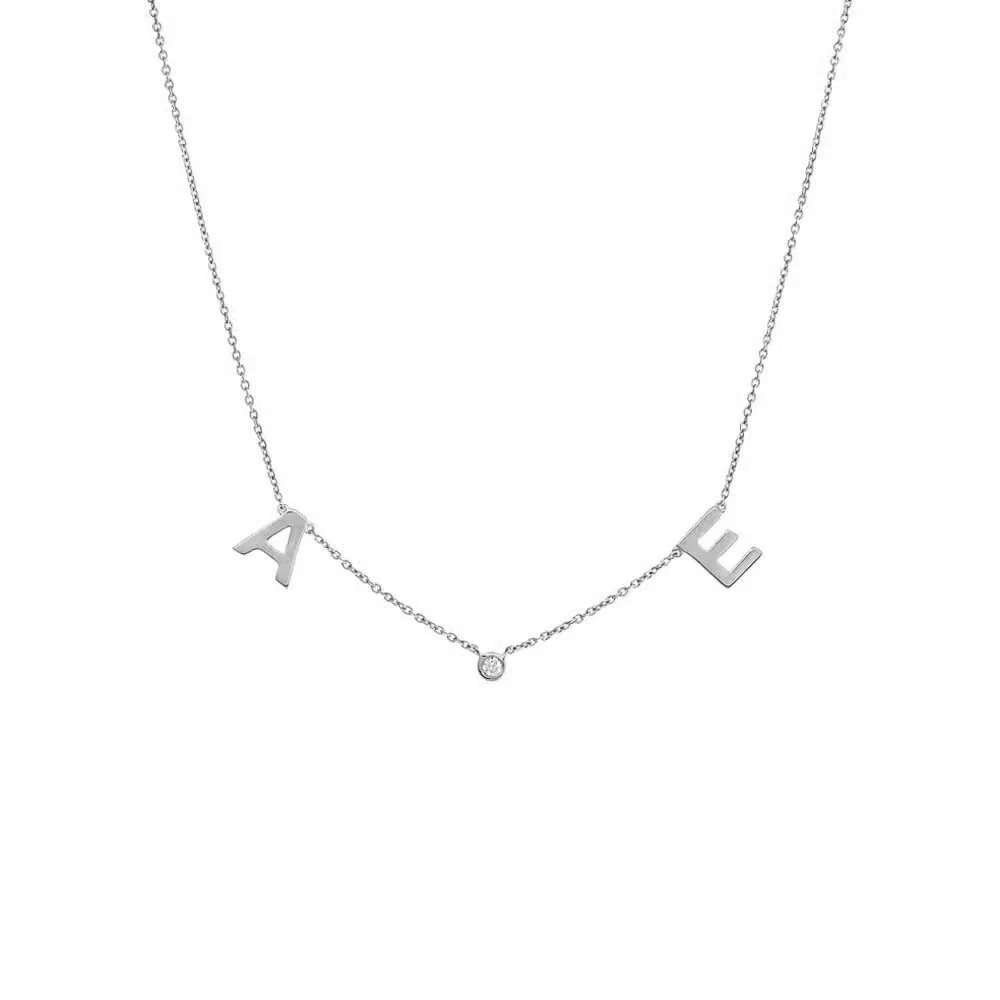 Solid Initial X Diamond Bezel Necklace 14K sold by Adina Eden's product image thumbnail 4