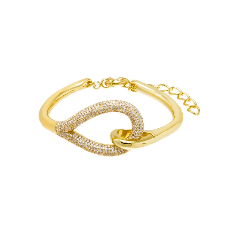 Solid/Pave Elongated Connected Loop Bangle sold by Adina Eden's