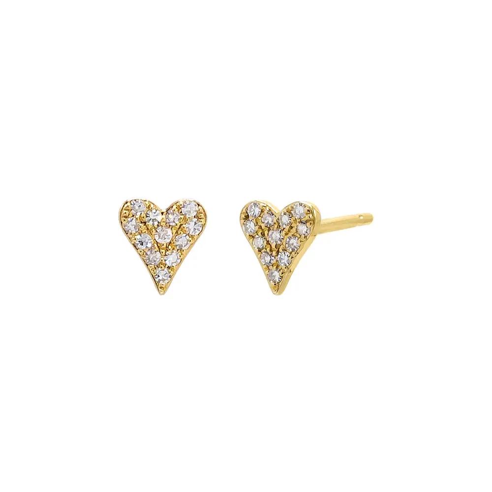 Elongated Pave Diamond Heart Stud Earring 14K sold by Adina Eden's