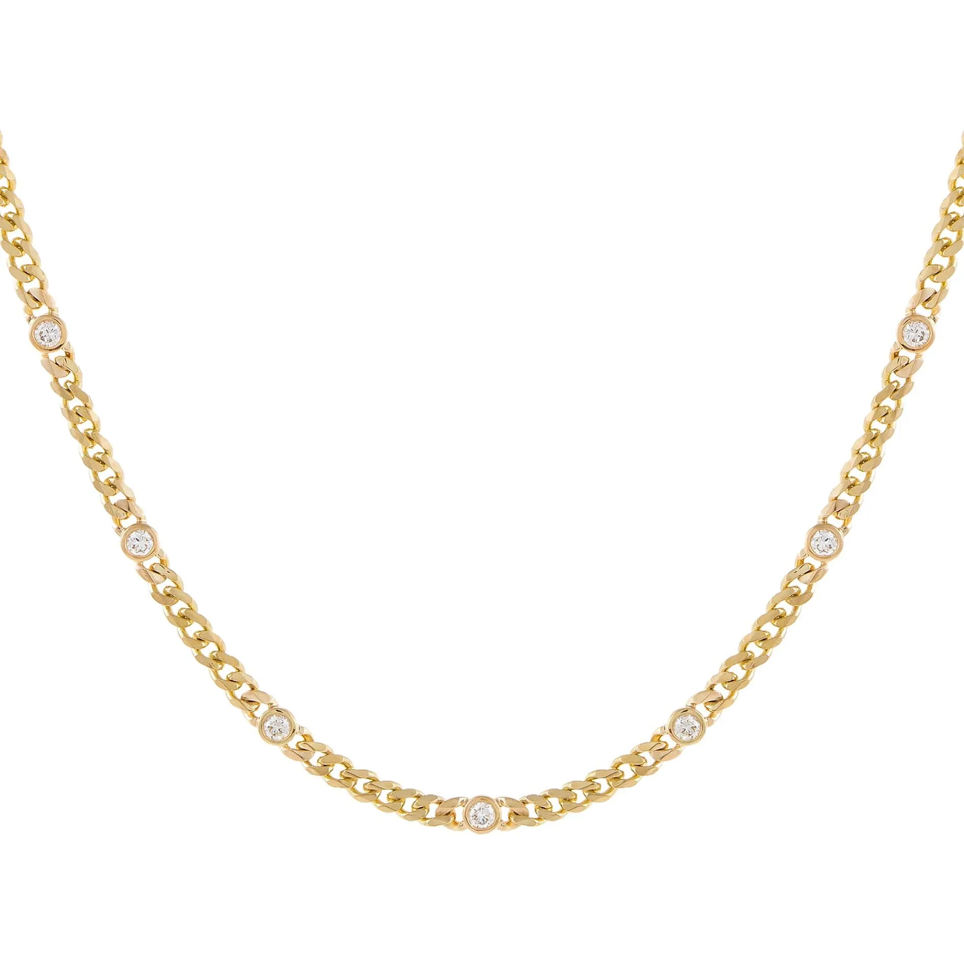 Diamond Bezel Cuban Necklace 14K sold by Adina Eden's