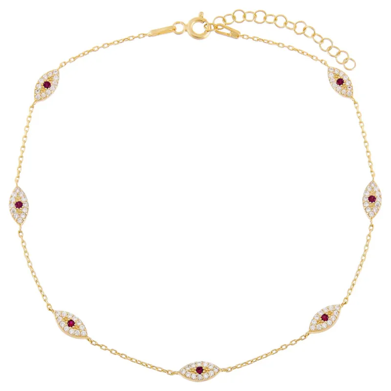 Pavé Evil Eye Anklet sold by Adina Eden's