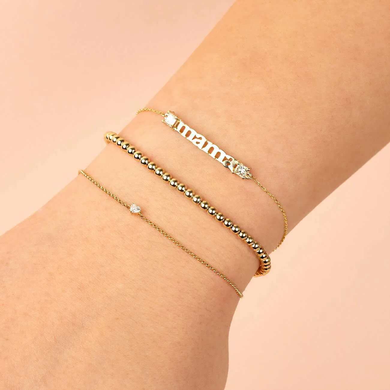 Diamond Princess Cut Mama Bracelet 14K sold by Adina Eden's product image thumbnail 2