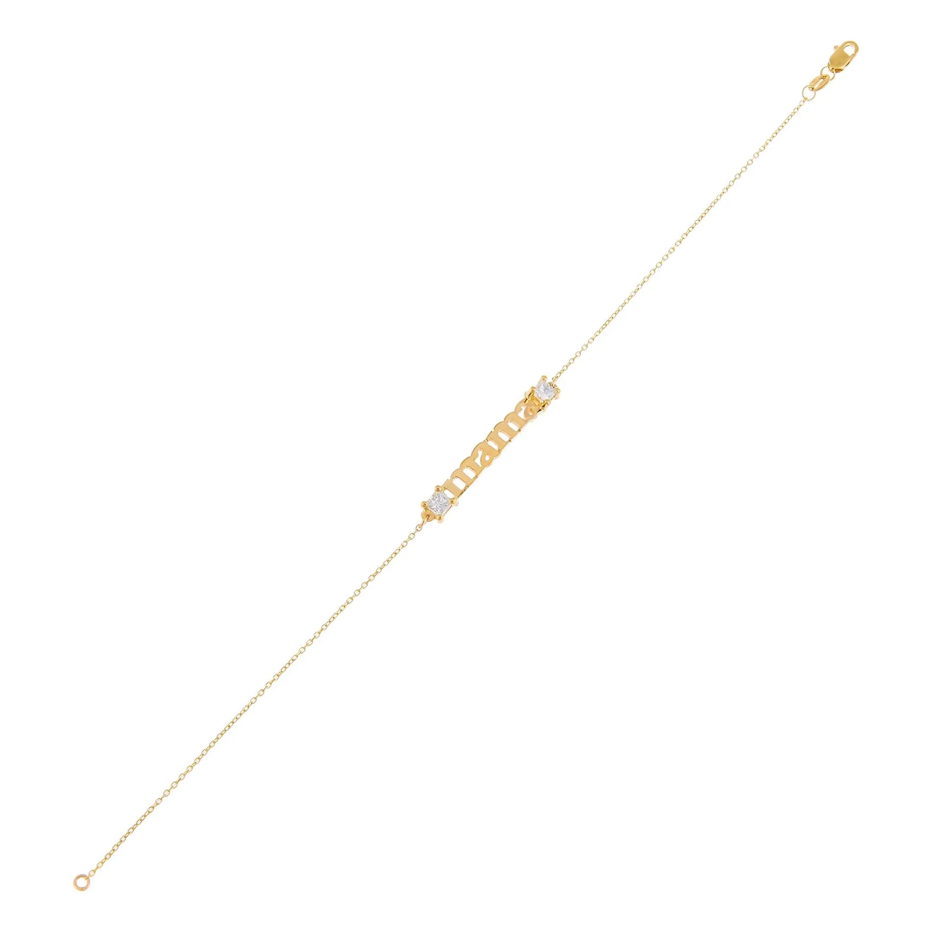 Diamond Princess Cut Mama Bracelet 14K sold by Adina Eden's