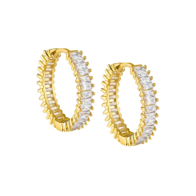 Thin Baguette Huggie Earring sold by Adina Eden's