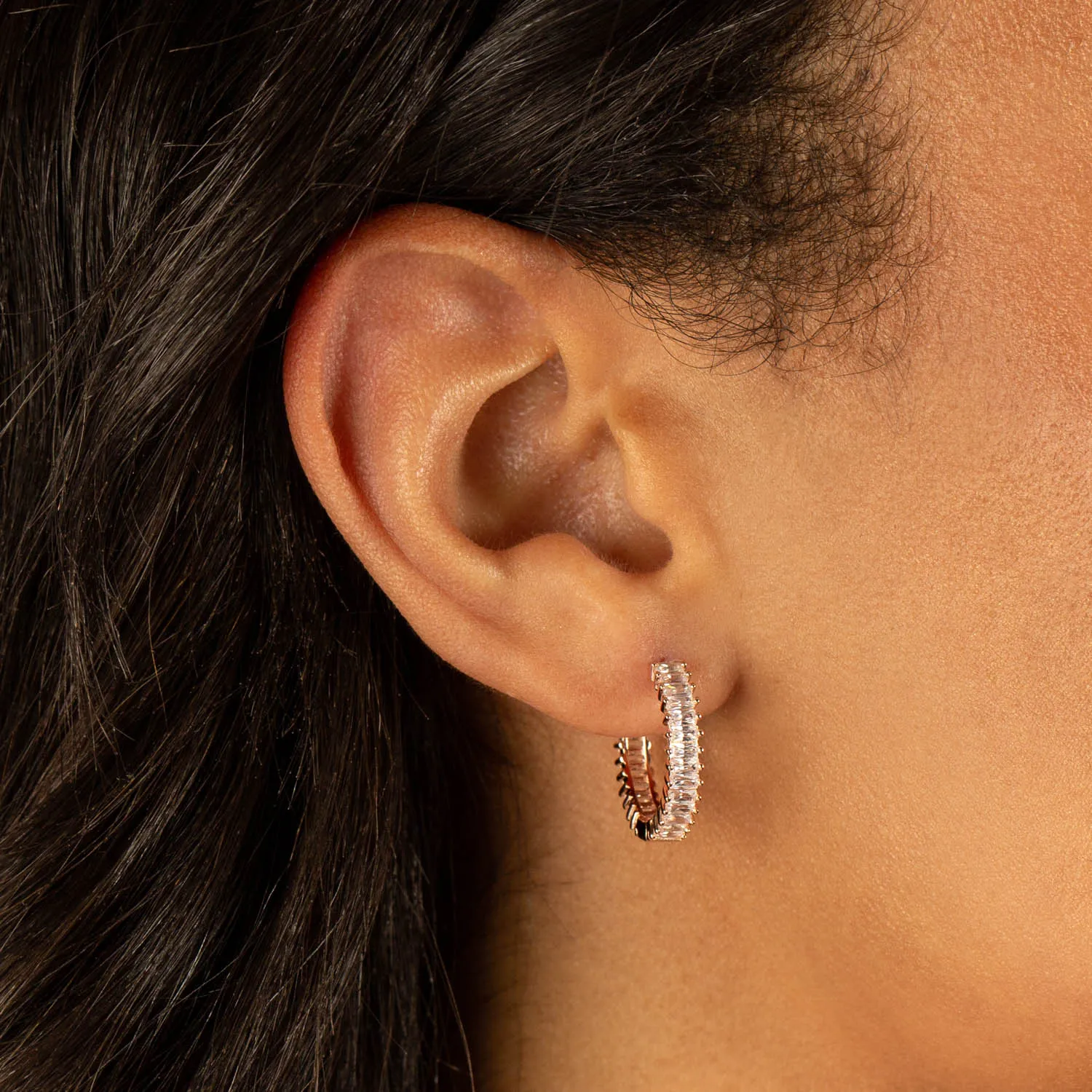 Thin Baguette Huggie Earring sold by Adina Eden's product image thumbnail 2