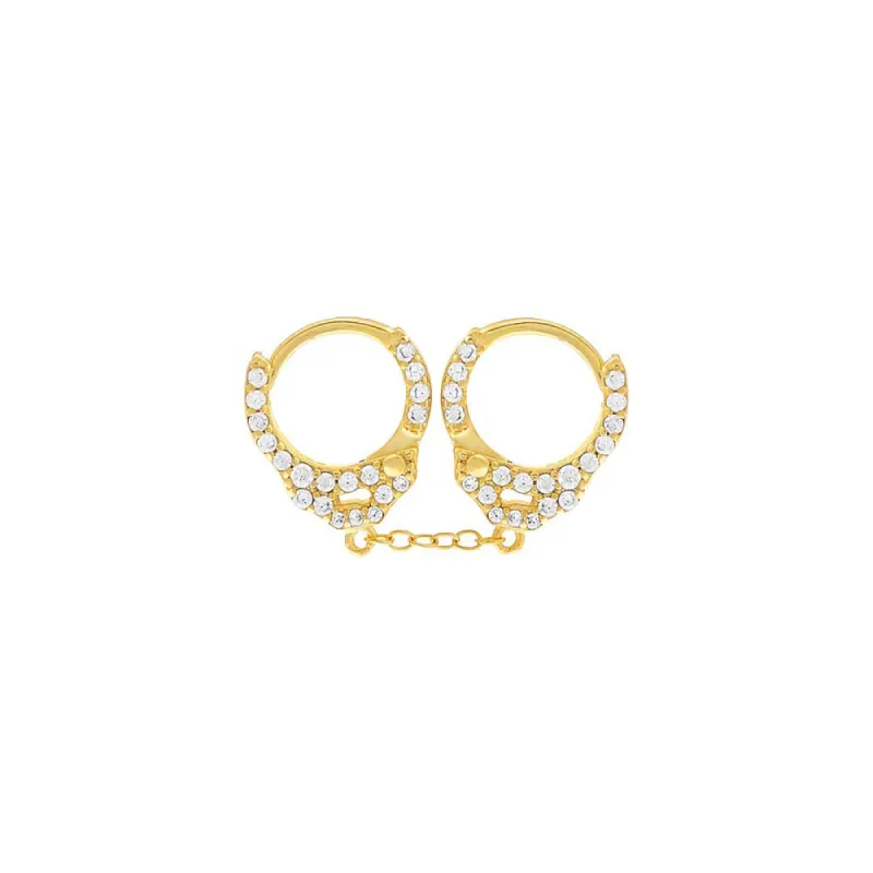 Pavé Handcuff Huggie Earring sold by Adina Eden's