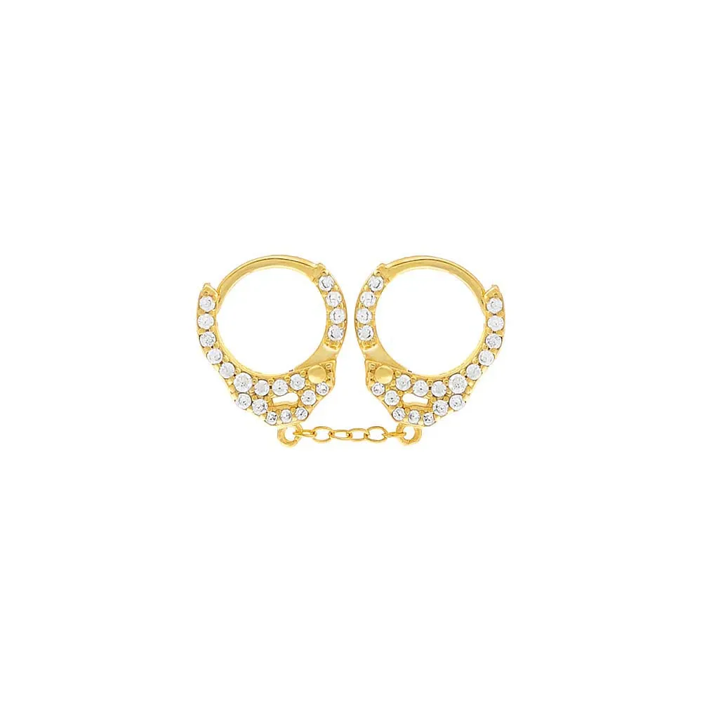 Pavé Handcuff Huggie Earring sold by Adina Eden's