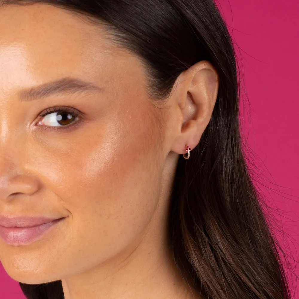 Diamond Gemstone Cluster Huggie Earring 14K sold by Adina Eden's product image thumbnail 3