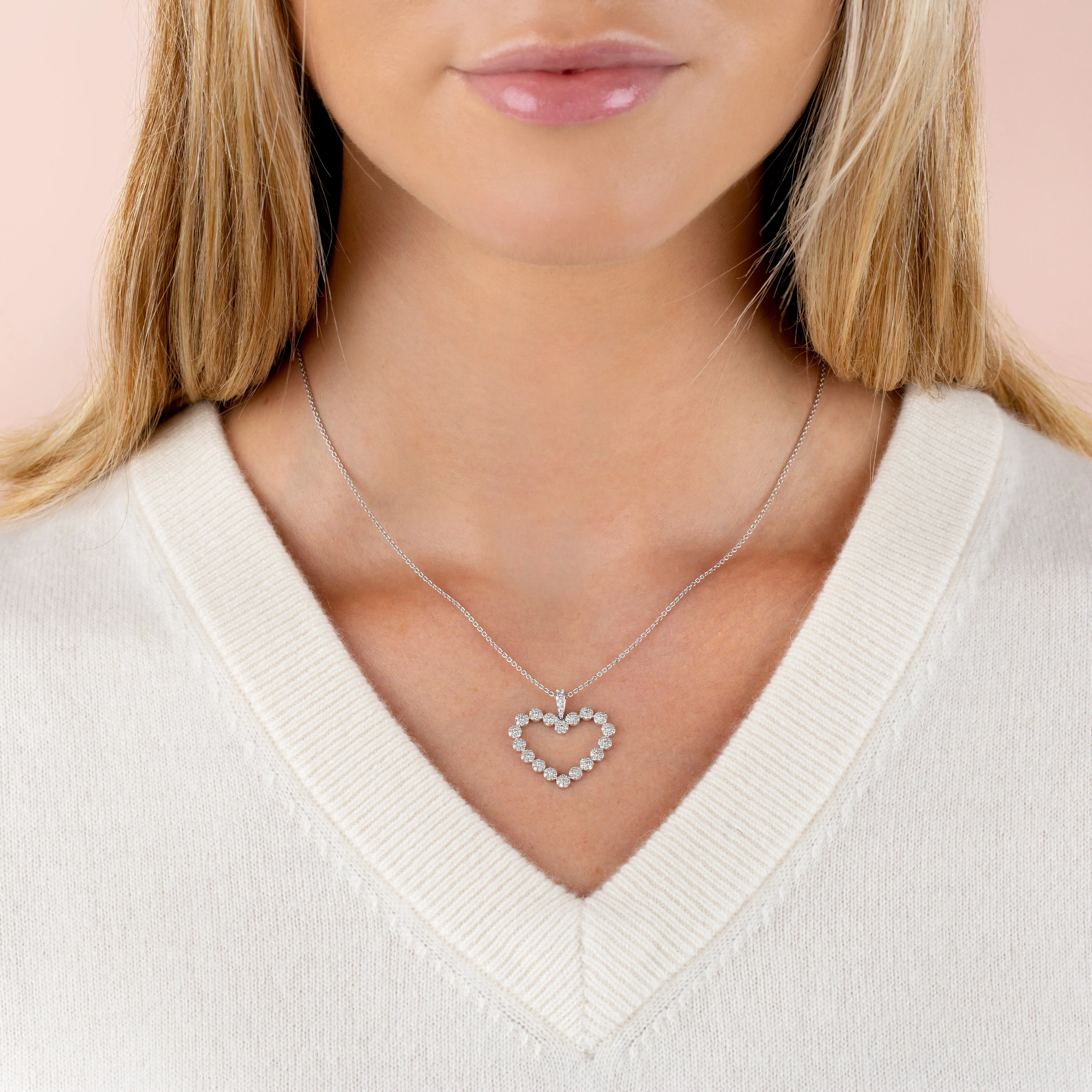 Pavé Diamond Open Heart Necklace 14K sold by Adina Eden's product image thumbnail 2