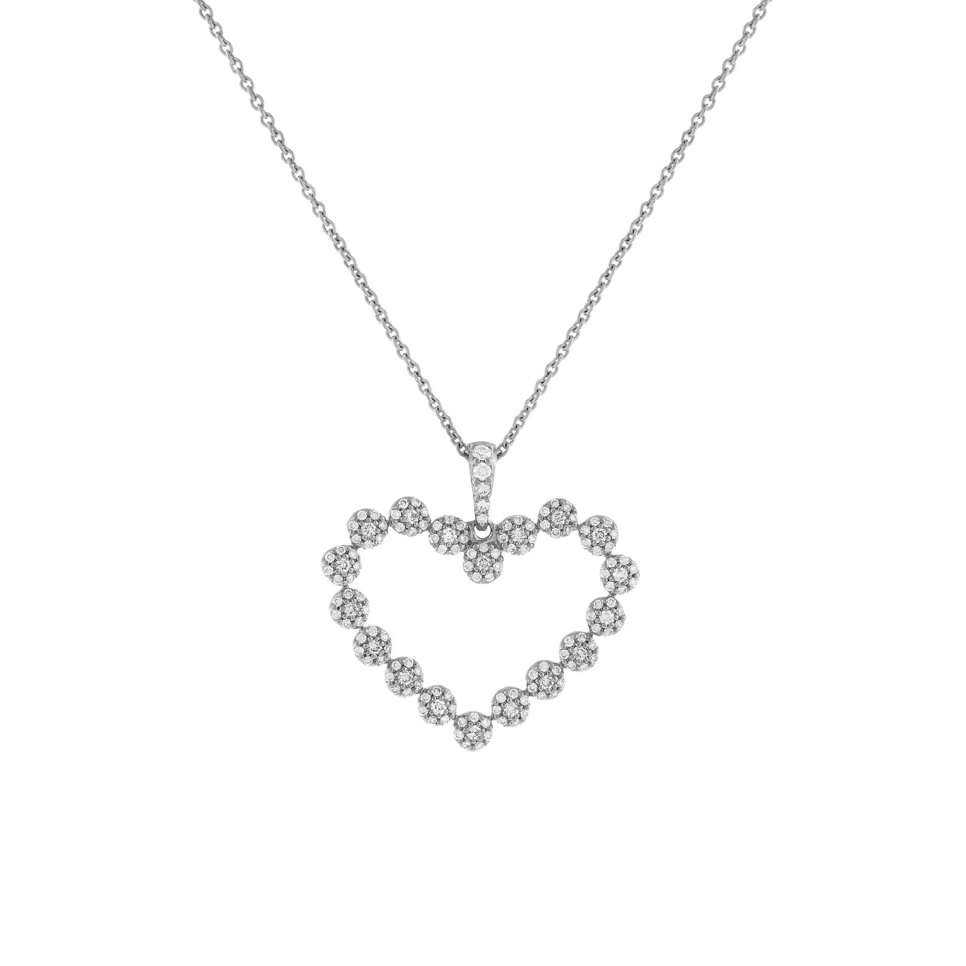 Pavé Diamond Open Heart Necklace 14K sold by Adina Eden's