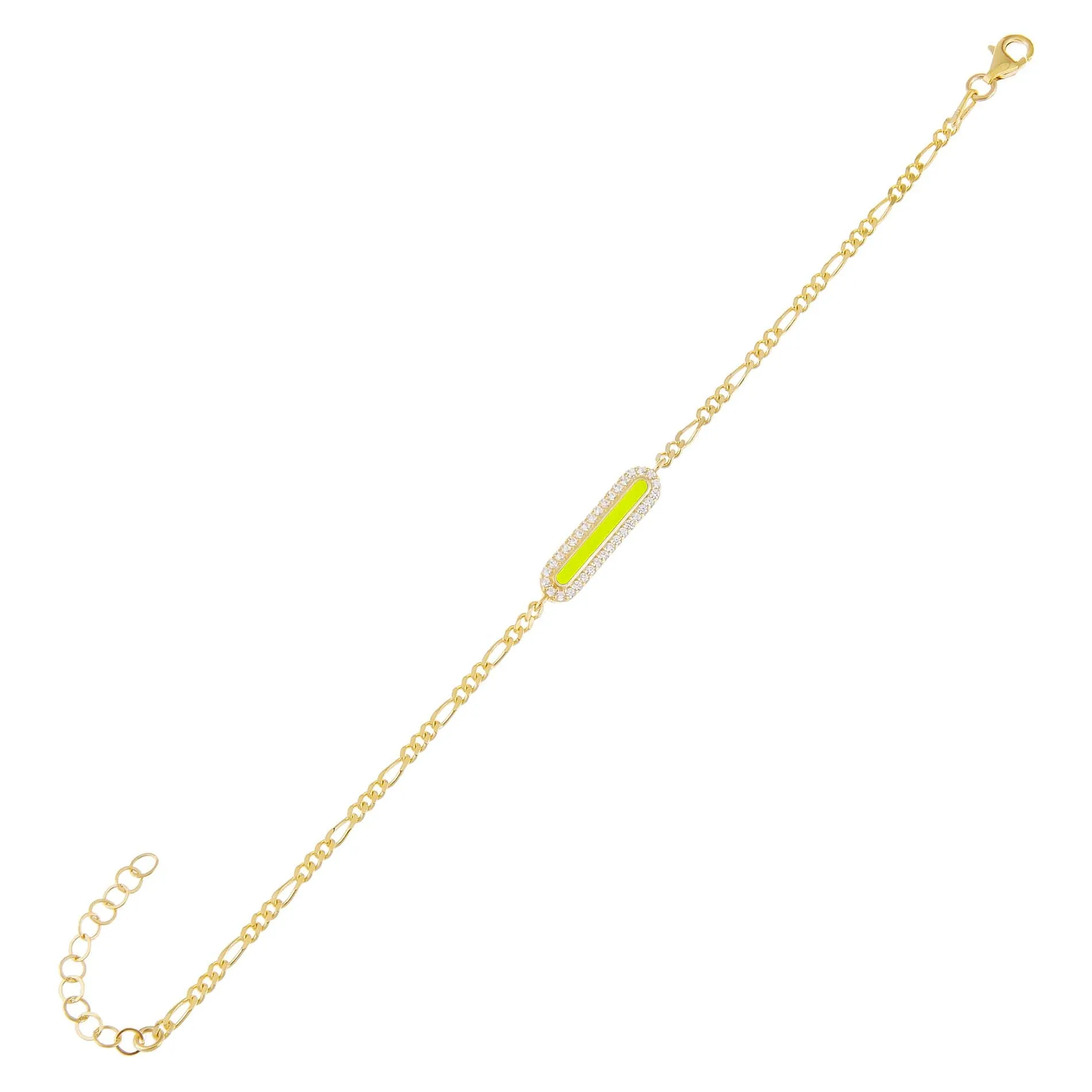 Neon CZ Bar Figaro Bracelet sold by Adina Eden's product image thumbnail 2