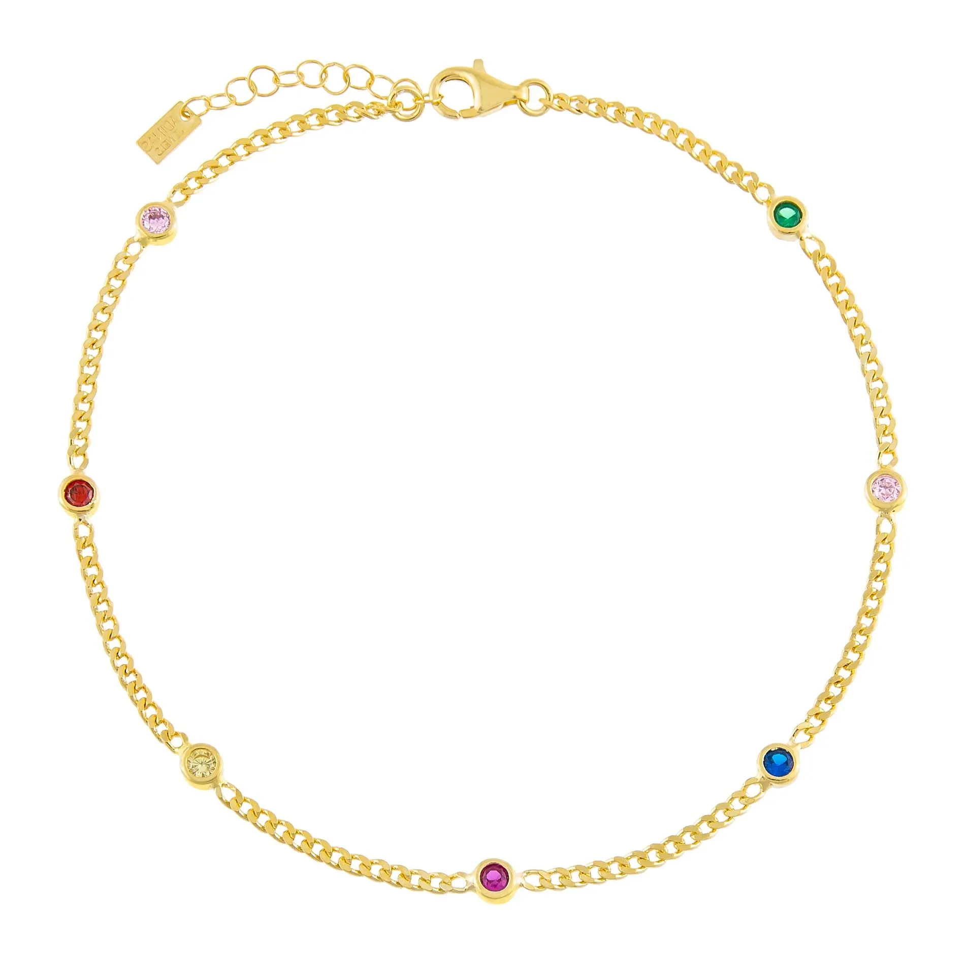 CZ Colored Cuban Chain Anklet sold by Adina Eden's product image thumbnail 3