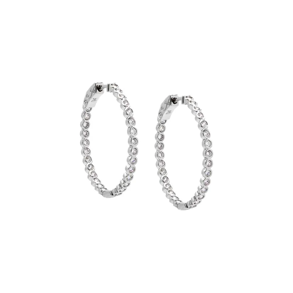 Thin CZ Bezel Hoop Earring sold by Adina Eden's product image thumbnail 2