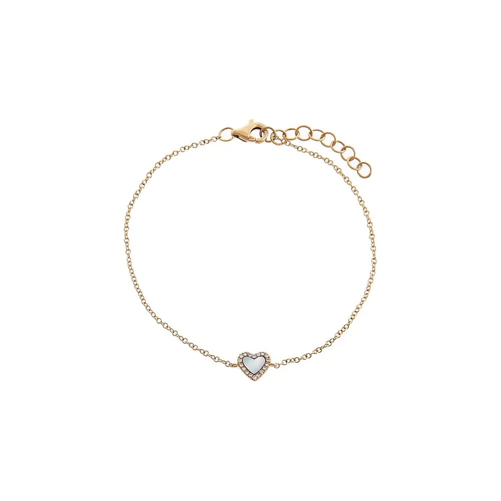 Diamond Pave Stone Heart Bracelet 14K sold by Adina Eden's