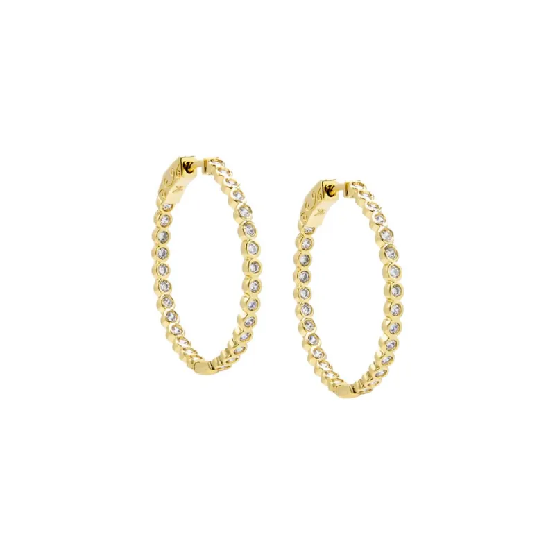 Thin CZ Bezel Hoop Earring sold by Adina Eden's