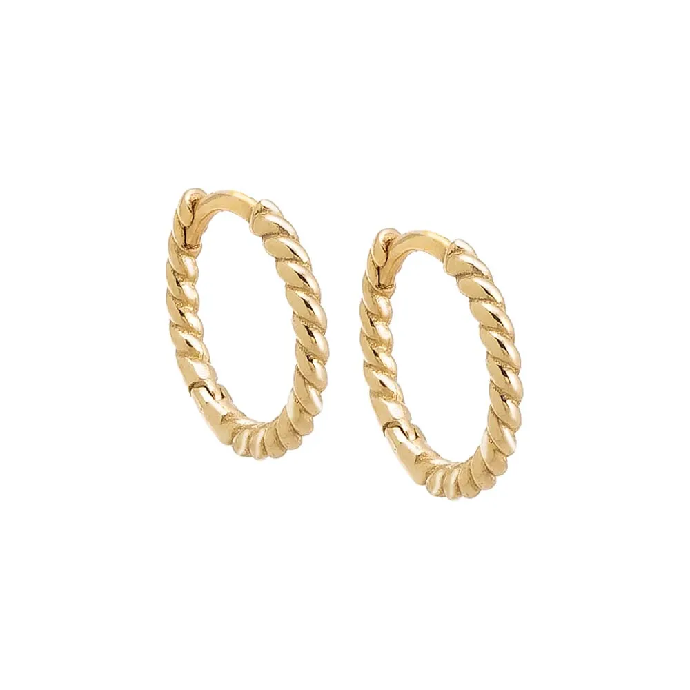 Thin Twisted Huggie Earring 14K sold by Adina Eden's