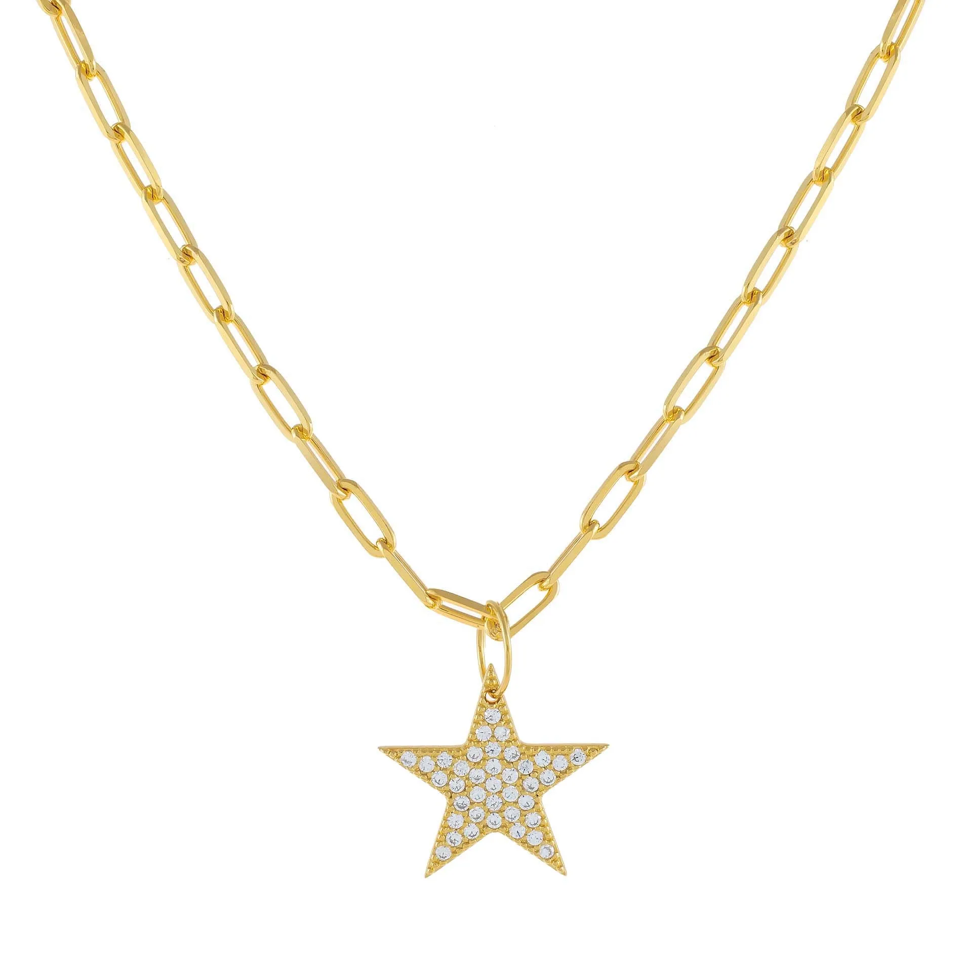 Pavé Star Charm Link Necklace sold by Adina Eden's product image thumbnail 3