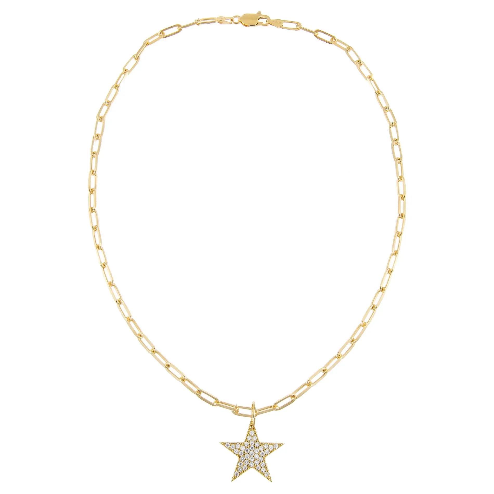 Pavé Star Charm Link Necklace sold by Adina Eden's product image thumbnail 4