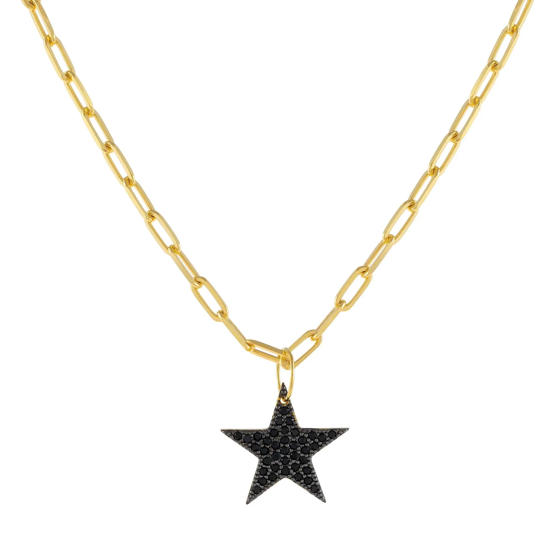 Pavé Star Charm Link Necklace sold by Adina Eden's