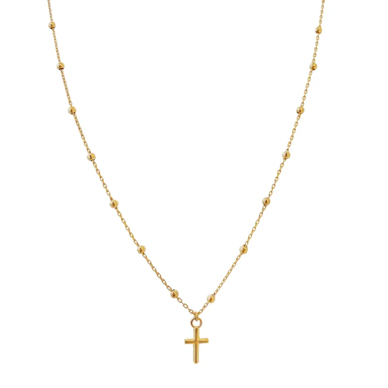 Cross X Ball Chain Necklace 14K sold by Adina Eden's