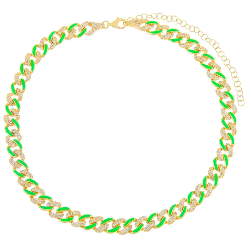 Pavé Neon Enamel Chain Link Anklet sold by Adina Eden's