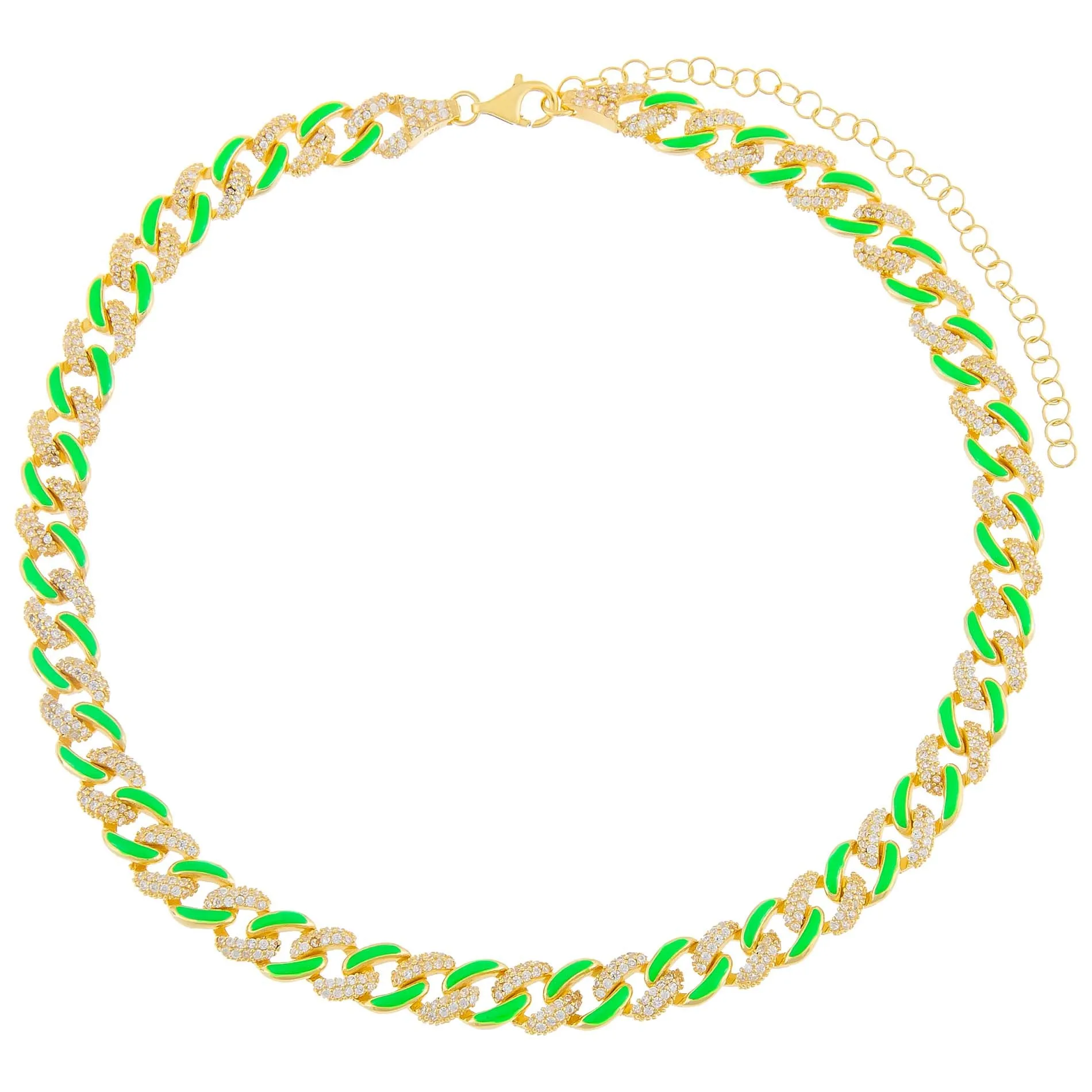 Pavé Neon Enamel Chain Link Anklet sold by Adina Eden's