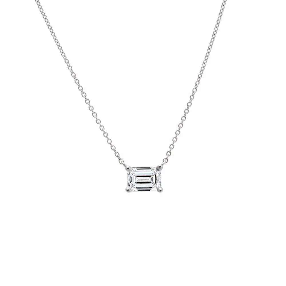 Lab Grown Diamond Emerald Solitaire Necklace 14K sold by Adina Eden's product image thumbnail 4