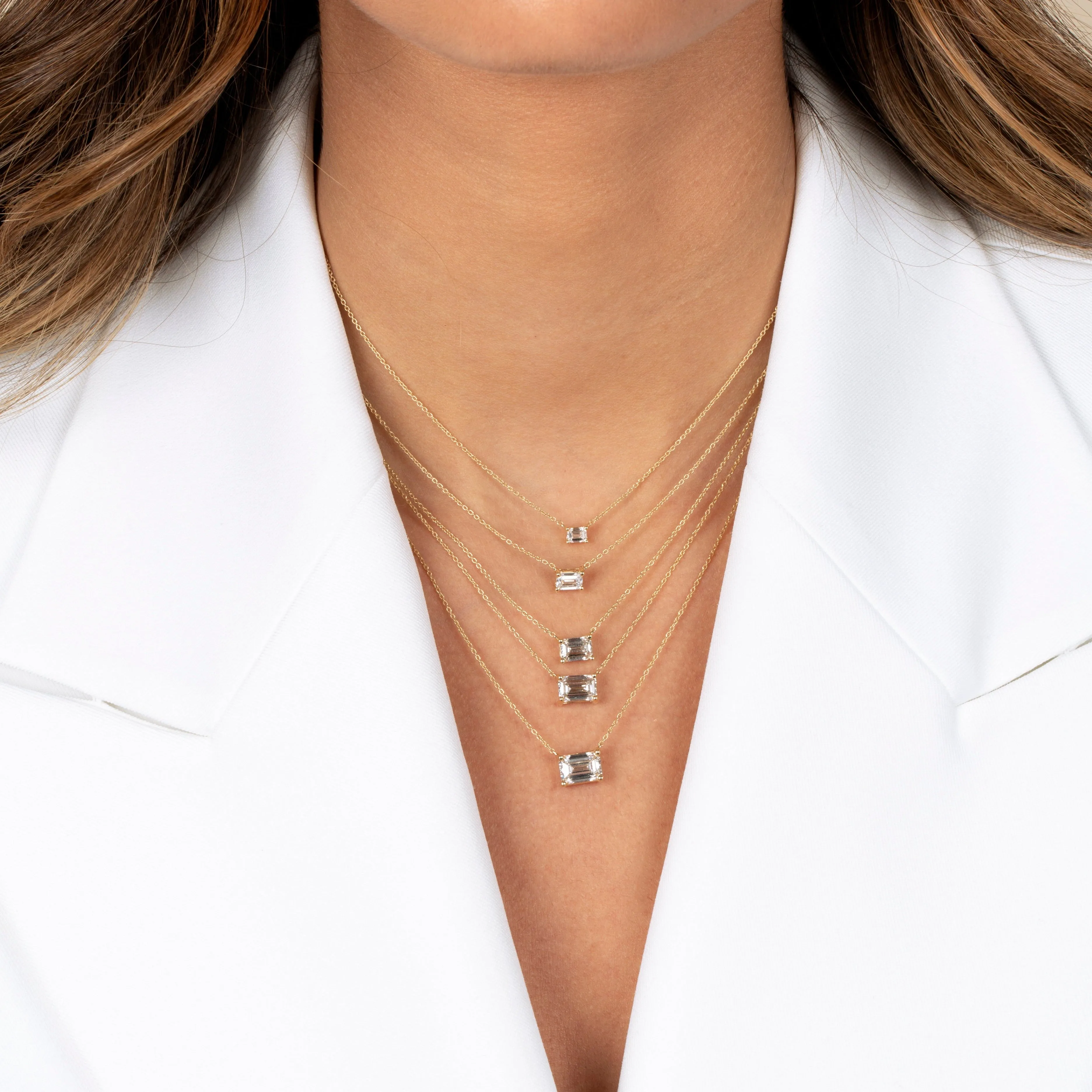 Lab Grown Diamond Emerald Solitaire Necklace 14K sold by Adina Eden's product image thumbnail 2