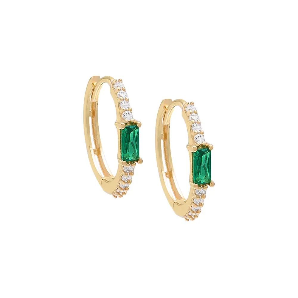 Colored Baguette CZ Hoop Earring 14K sold by Adina Eden's product image thumbnail 2