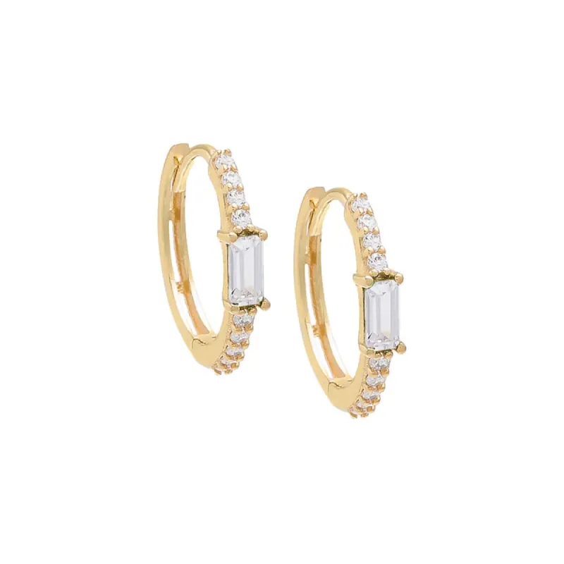 Colored Baguette CZ Hoop Earring 14K sold by Adina Eden's