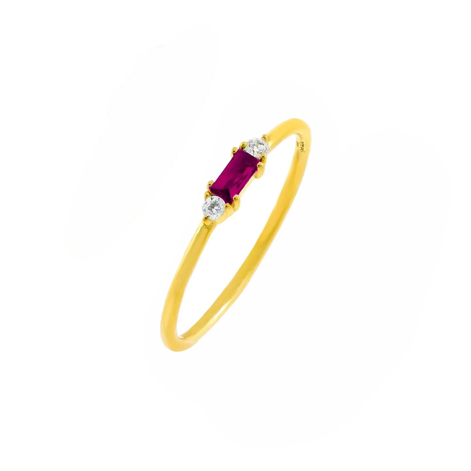 CZ Colored Dainty Baguette Ring sold by Adina Eden's product image thumbnail 3