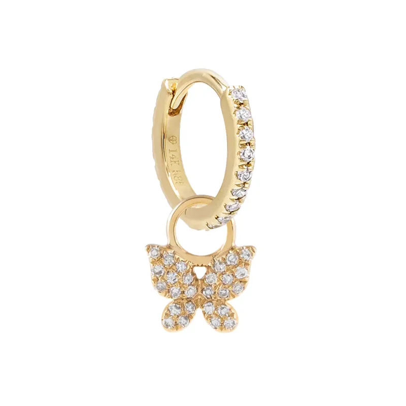 Diamond Butterfly Charm Huggie Earring 14K sold by Adina Eden's