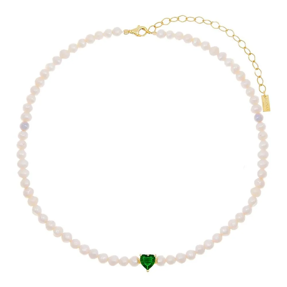 Colored CZ Heart Pearl Choker sold by Adina Eden's product image thumbnail 4
