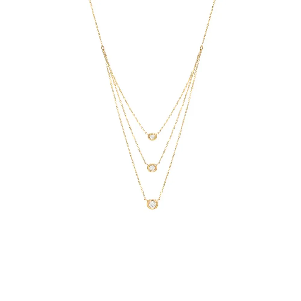 Three Bezel Set Diamond
Necklace 14K sold by Adina Eden's