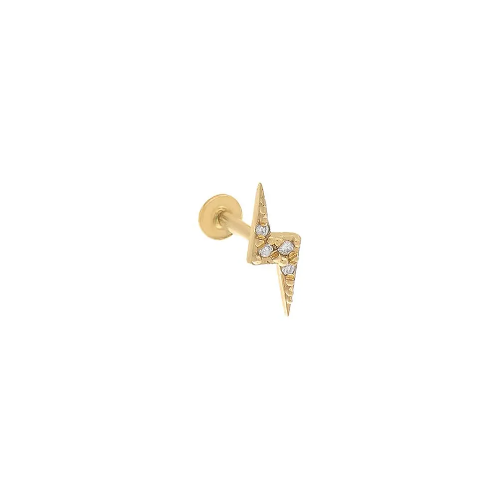 Diamond Pave Lightning Threaded Stud Earring 14K sold by Adina Eden's