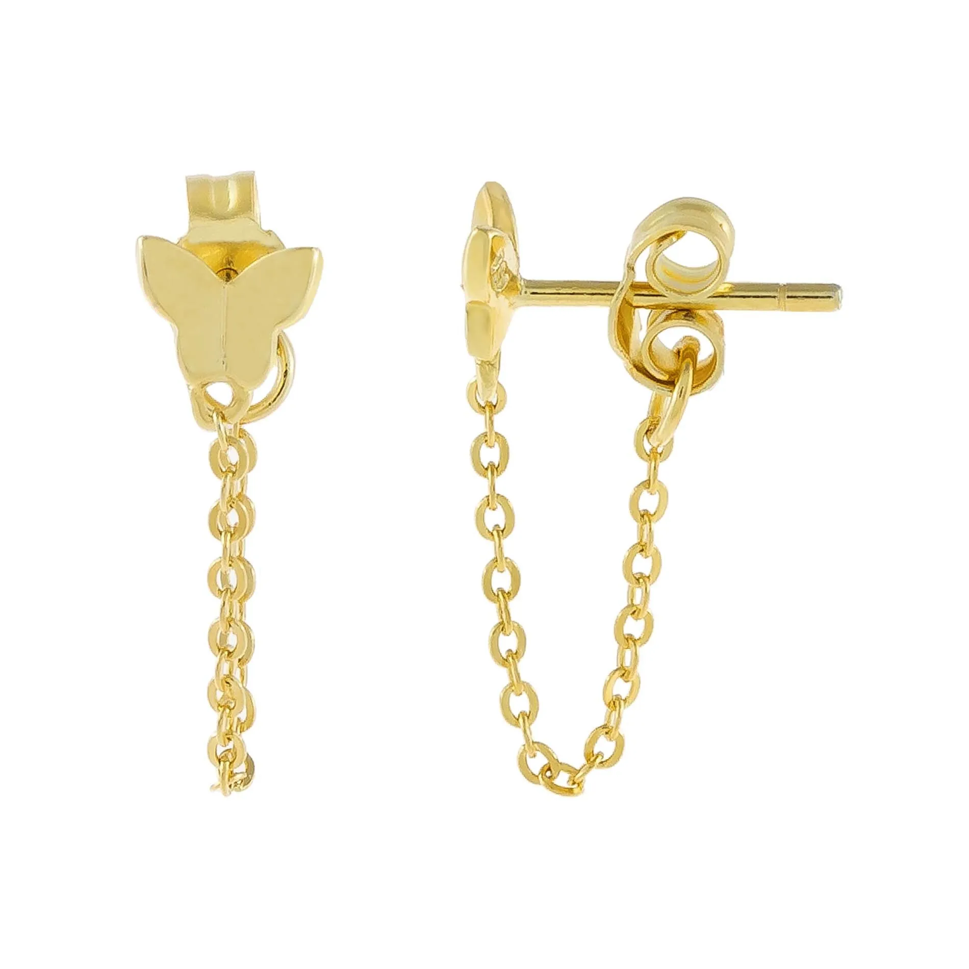 Tiny Butterfly Chain Stud Earring sold by Adina Eden's