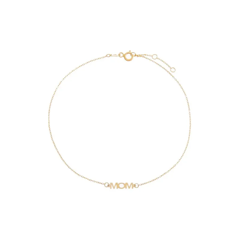 Solid Mom Nameplate Anklet 14K sold by Adina Eden's