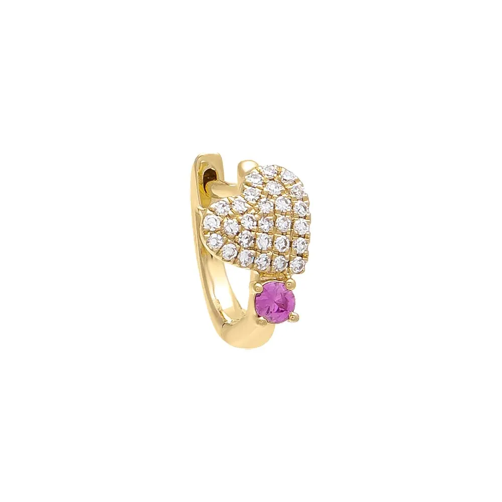 Diamond Heart Huggie Earring 14K sold by Adina Eden's product image thumbnail 3