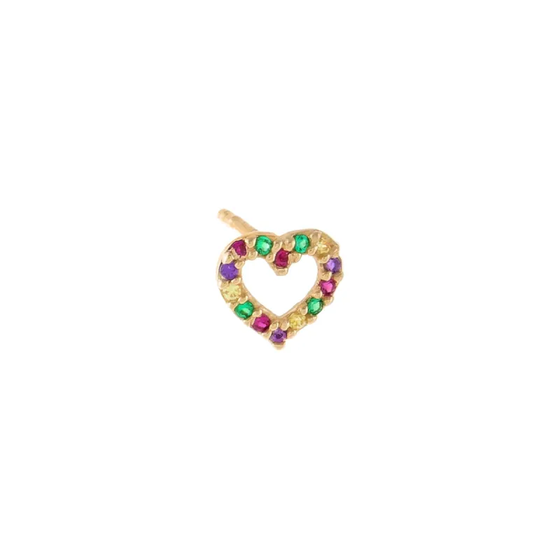 CZ Rainbow Open Heart Stud Earring 14K sold by Adina Eden's