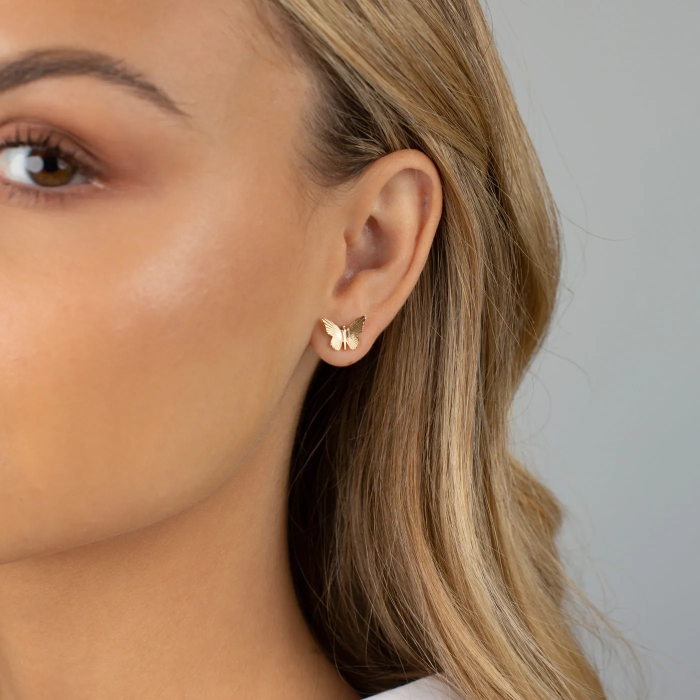 Ridged Butterfly Stud Earring 14K sold by Adina Eden's product image thumbnail 2