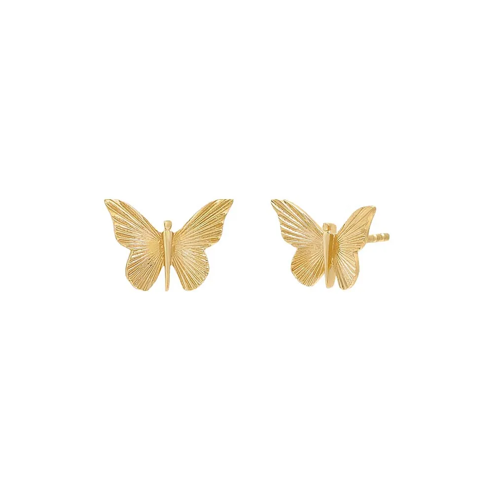 Ridged Butterfly Stud Earring 14K sold by Adina Eden's