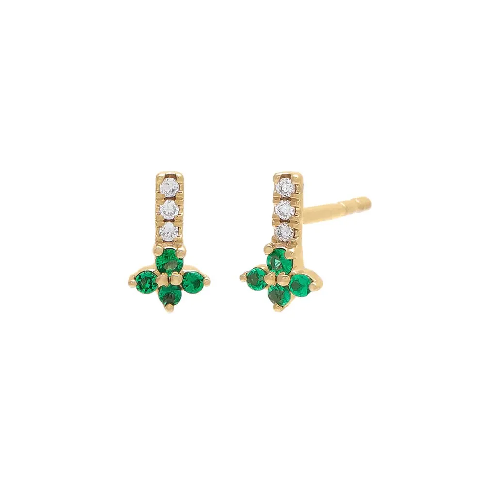 Diamond Flower Bar Stud Earring 14K sold by Adina Eden's product image thumbnail 3