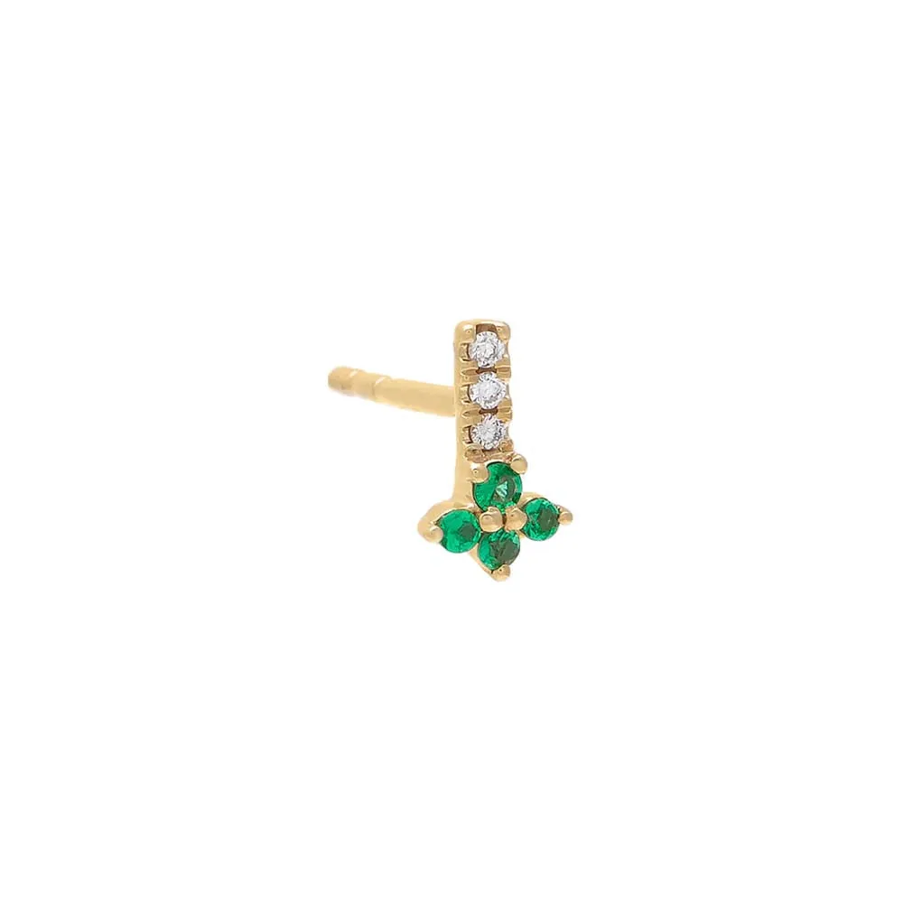 Diamond Flower Bar Stud Earring 14K sold by Adina Eden's