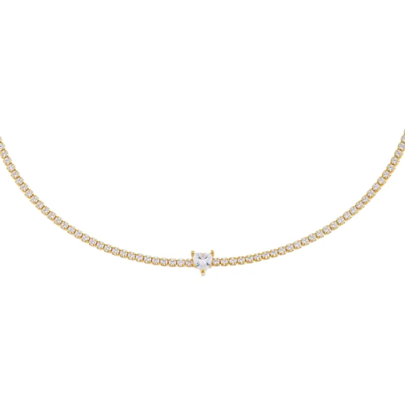 CZ Heart Tennis Choker sold by Adina Eden's