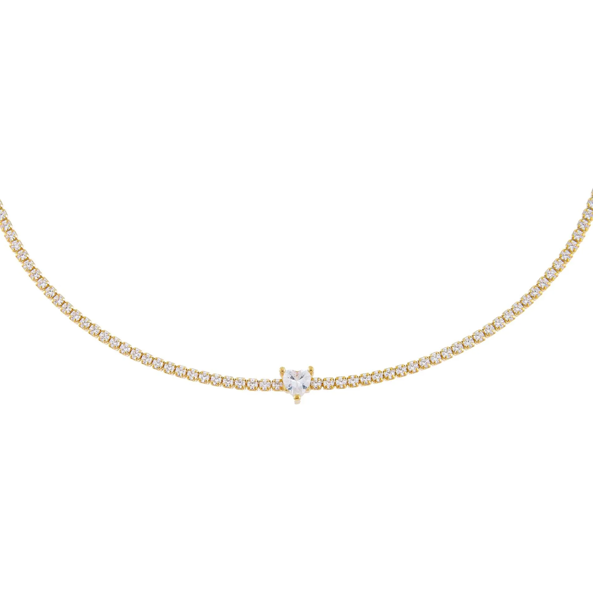 CZ Heart Tennis Choker sold by Adina Eden's