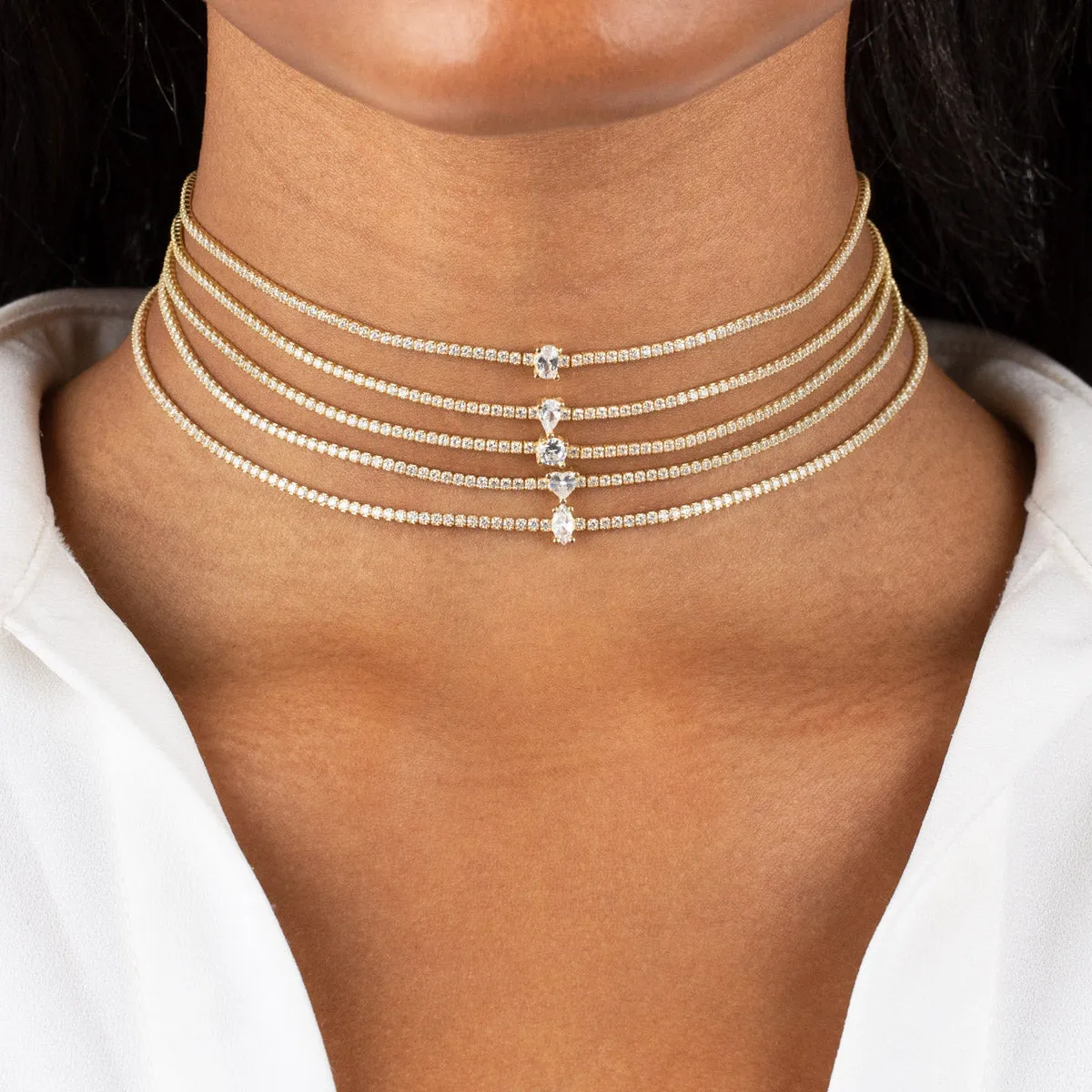 CZ Heart Tennis Choker sold by Adina Eden's product image thumbnail 2