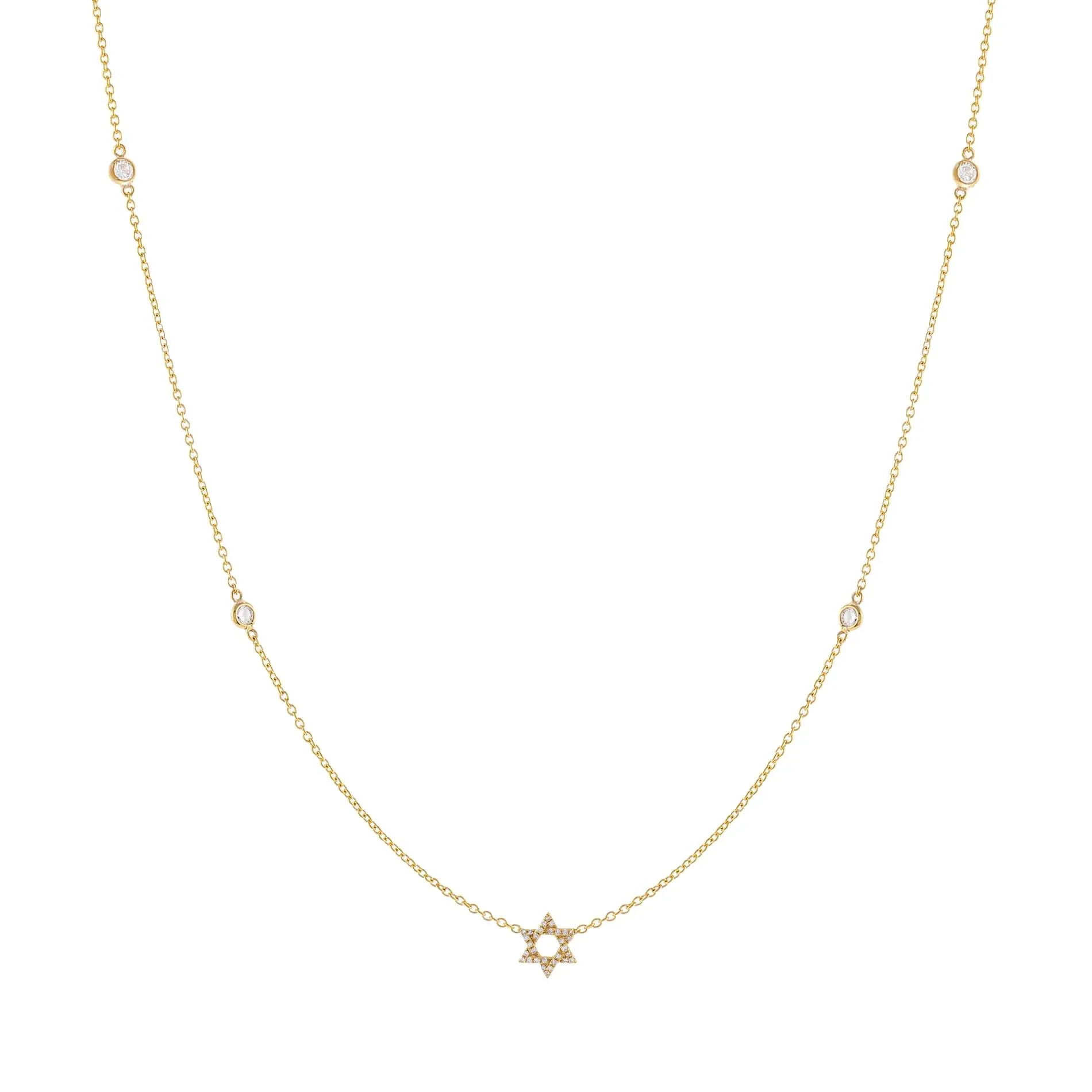 Diamond X Bezel Star of David Necklace 14K sold by Adina Eden's
