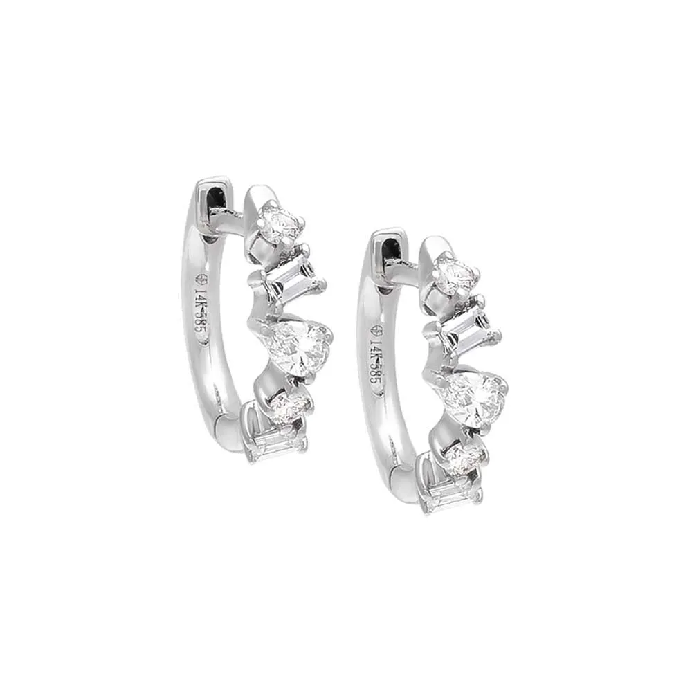 Diamond Multi Shape Huggie Earring 14K sold by Adina Eden's product image thumbnail 3